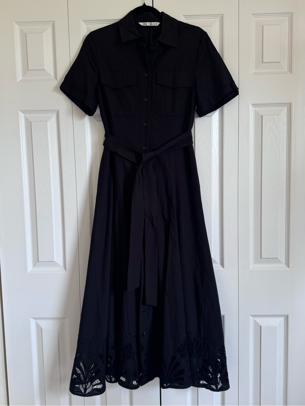 Zara BlackShirt Dress with Tie Waist
